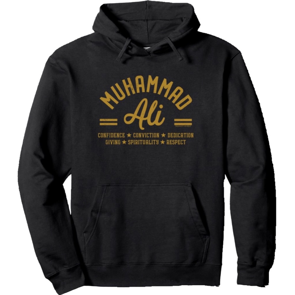 🔥NEW NWOT Muhammad Ali Pullover Hoodie men’s sweater sweatshirt black & gold